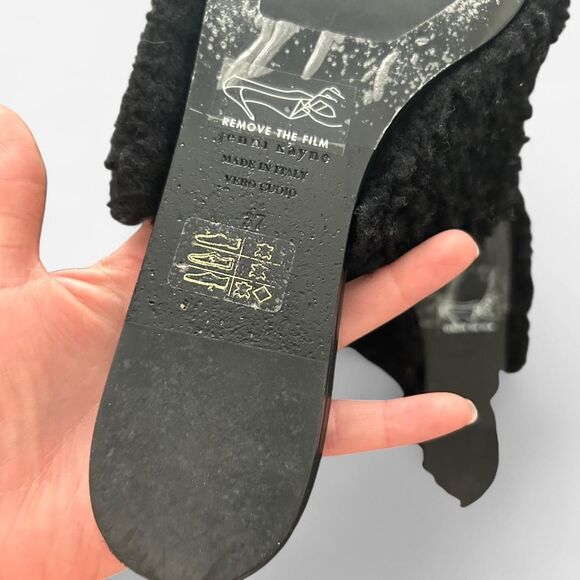 Jenni Kayne Luxe Fuzzy Pointed Shearling Mule Flats Minimalist Quiet Luxury 37/7 - Picture 5 of 7